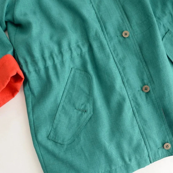 Vintage North Country Green Button and Zip Up Spring Jacket with Shoulder Pads S - Picture 9 of 13